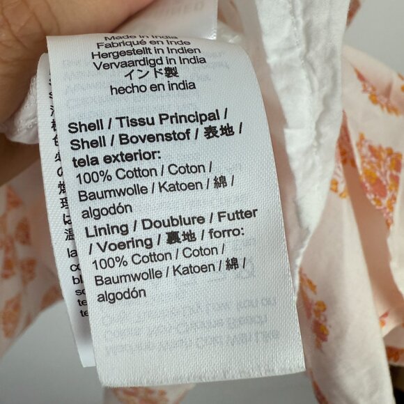 J.Crew Smock Waist Mini Dress in Gathered Floral Print White Orange Small - Picture 10 of 12